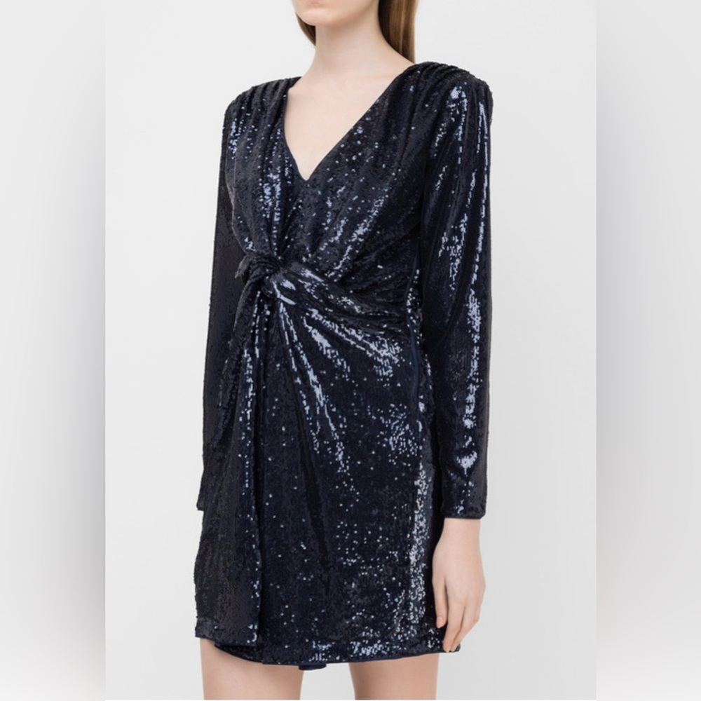Reem Acra NEW Sequined Long Sleeve Silk Dress Size 8